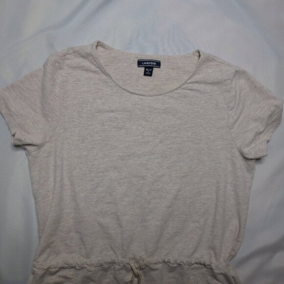 LANDS' END womens DRESS shift TAN cream HEATHERED t-shirt TEE pockets SIZE XL/T - Picture 8 of 12